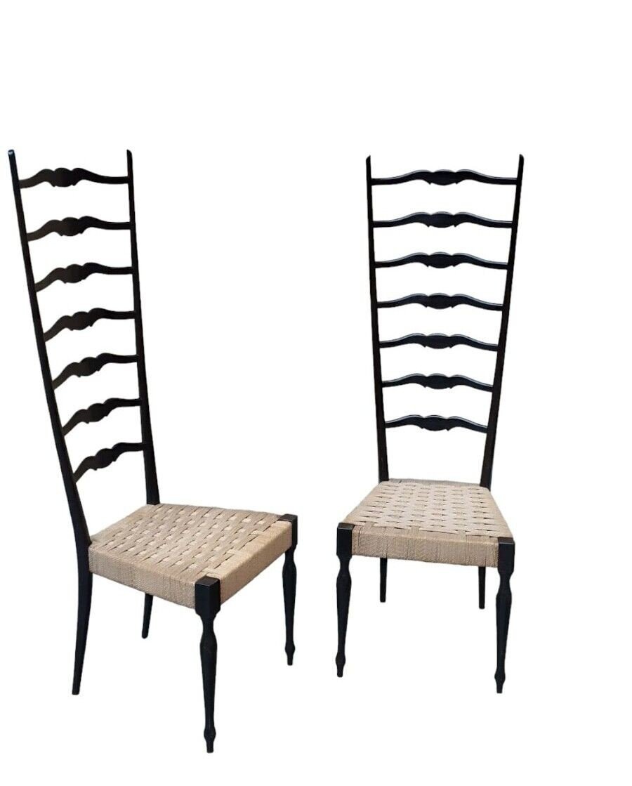 Paire De Chaises Chiavarine à Dossier Haut Design Années 1950/60-photo-2