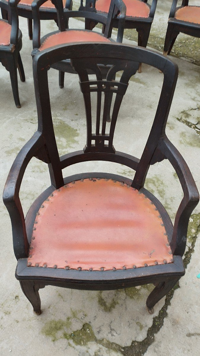 Rare Group Of Ten Italian Armchairs From The 19th Century-photo-4