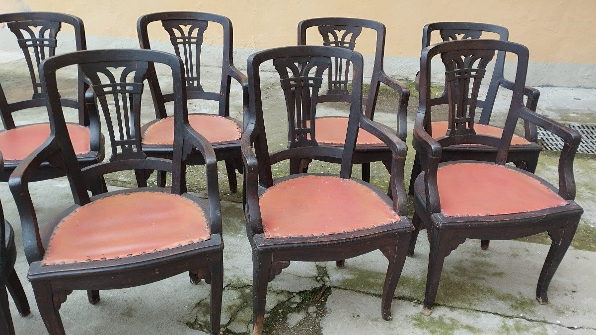 Rare Group Of Ten Italian Armchairs From The 19th Century-photo-7