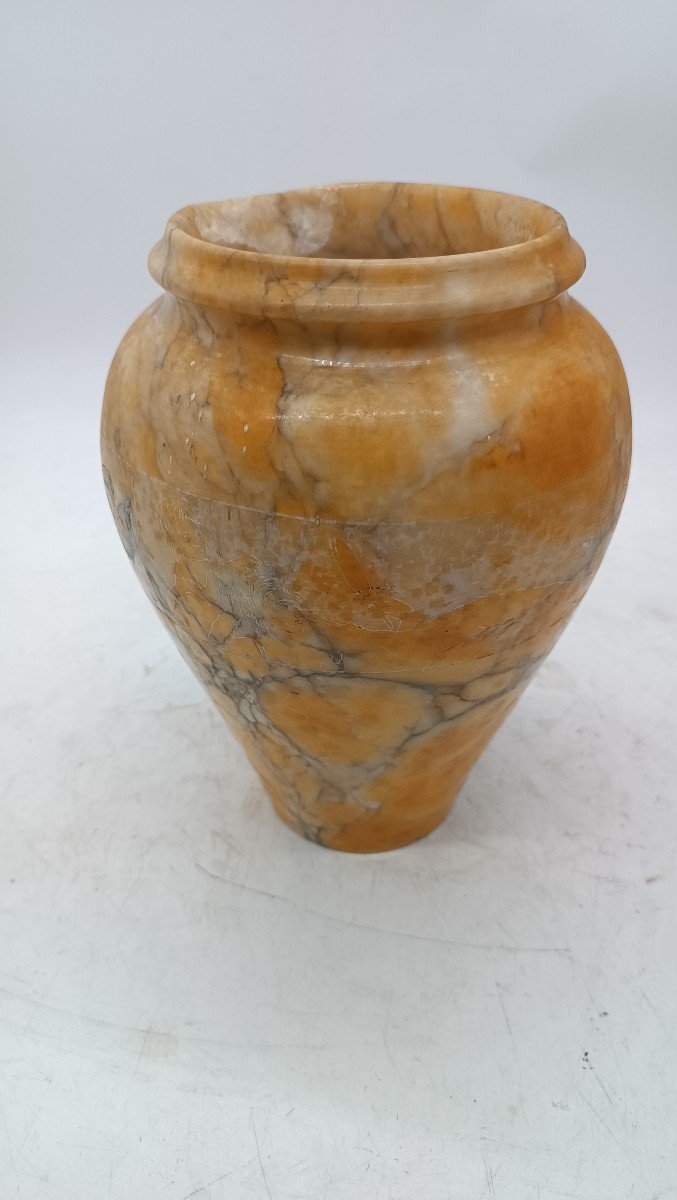 Antique Alabaster Vase With Volterra Graffiti, 19th Century-photo-2