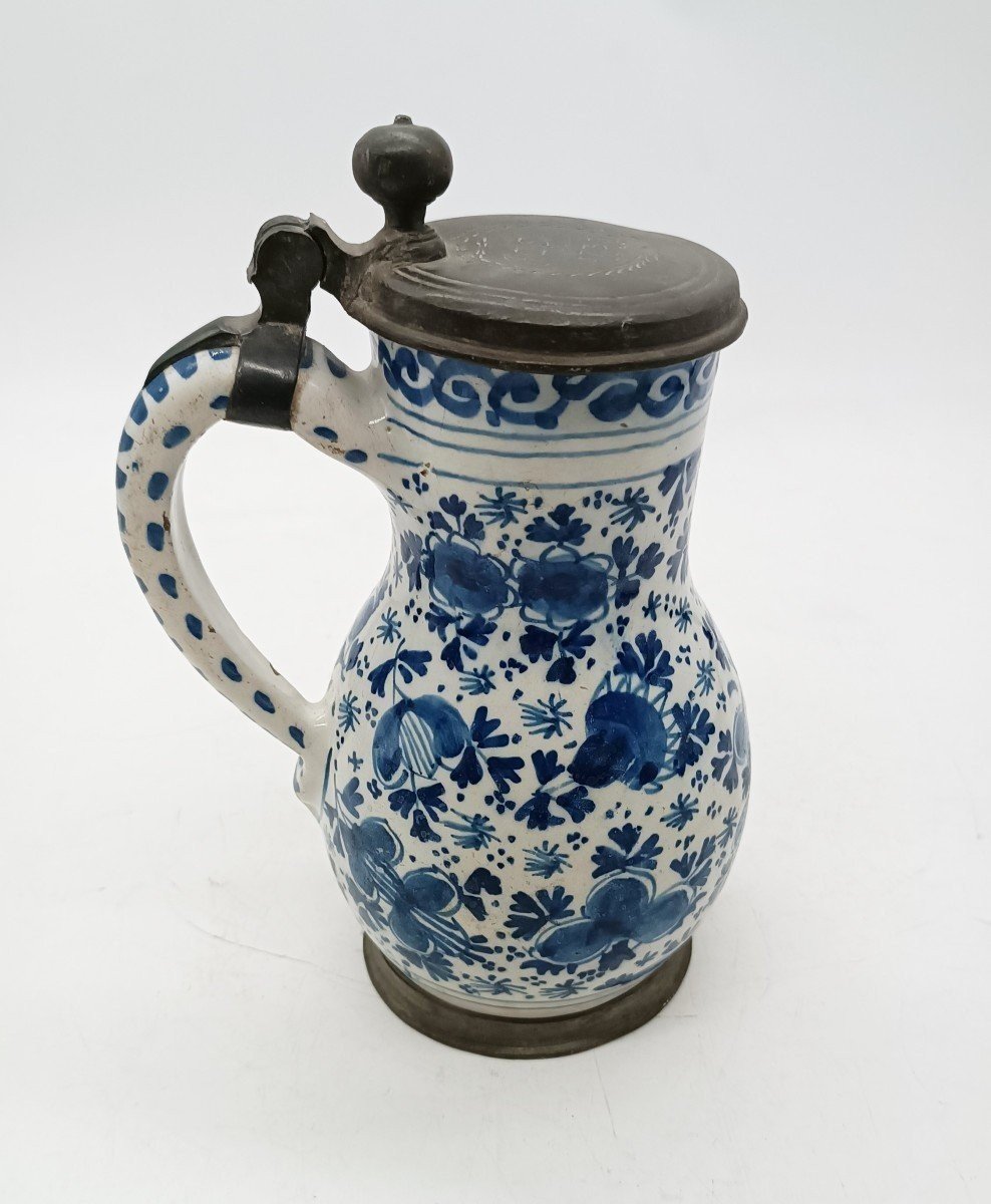 Chope à Bière Bleue Et Blanche, Delft 18ème Siècle 1733