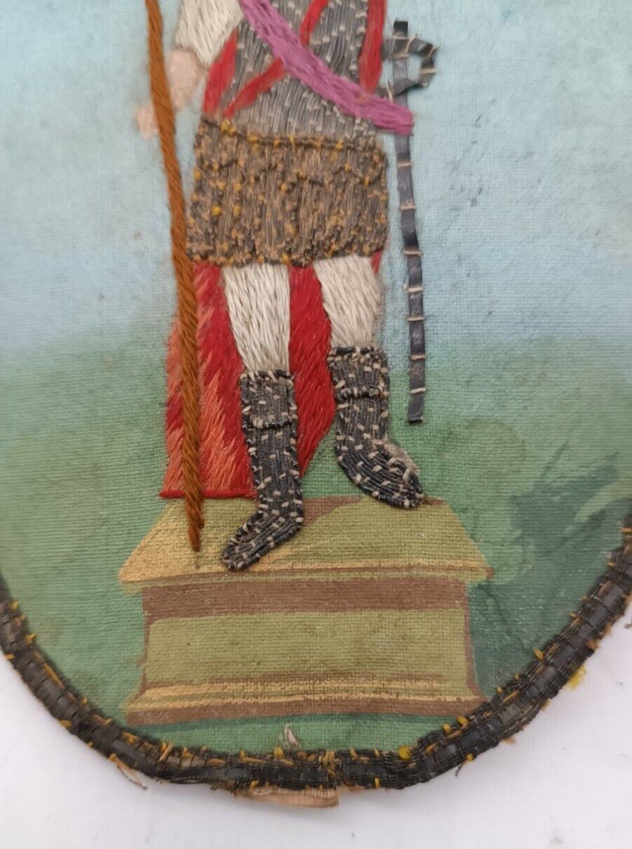 Ex Voto Peint Et Broderie Sur Tissu San Daniele 18ème Siècle-photo-4