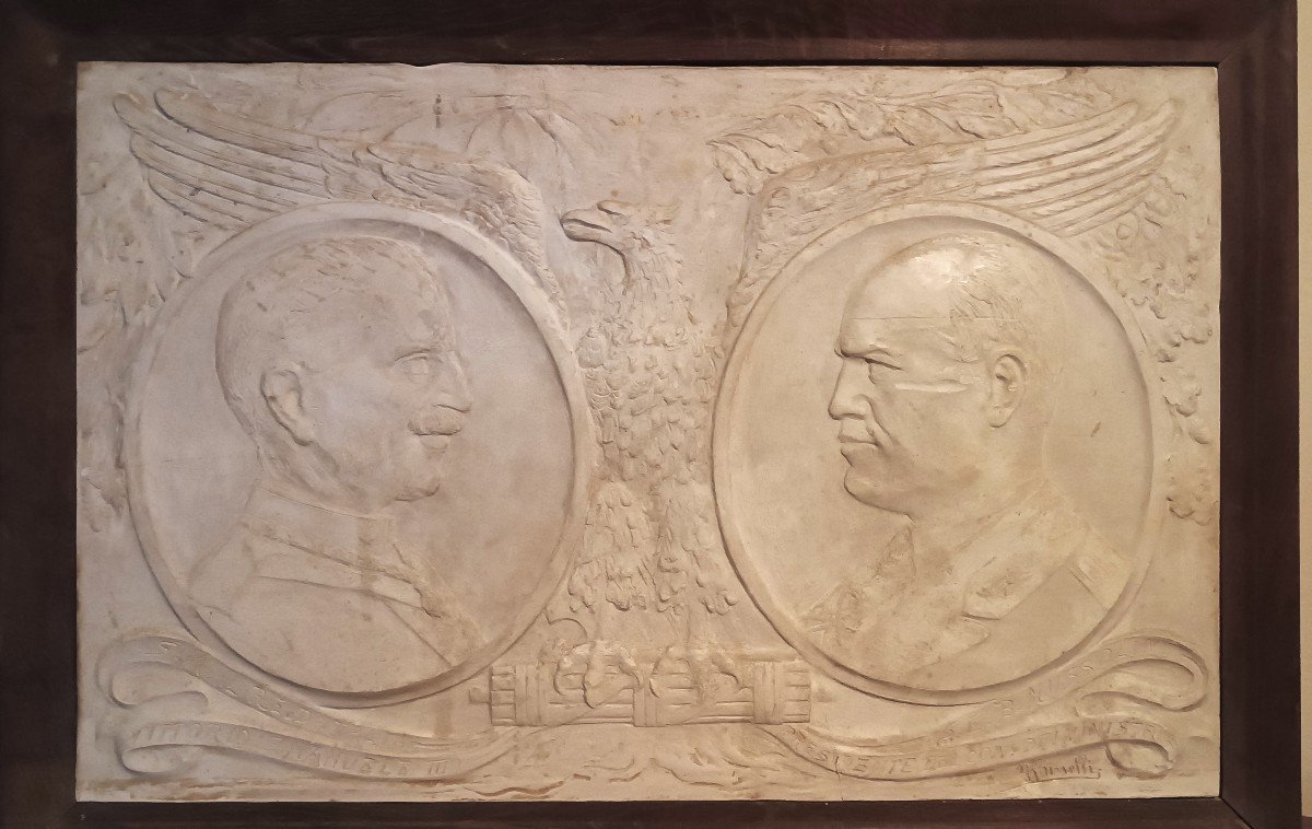 Bas-relief Plaque Commemorative Cast Vittorio Emanuele Mussolini - Marinelli 1920s/30s-photo-4