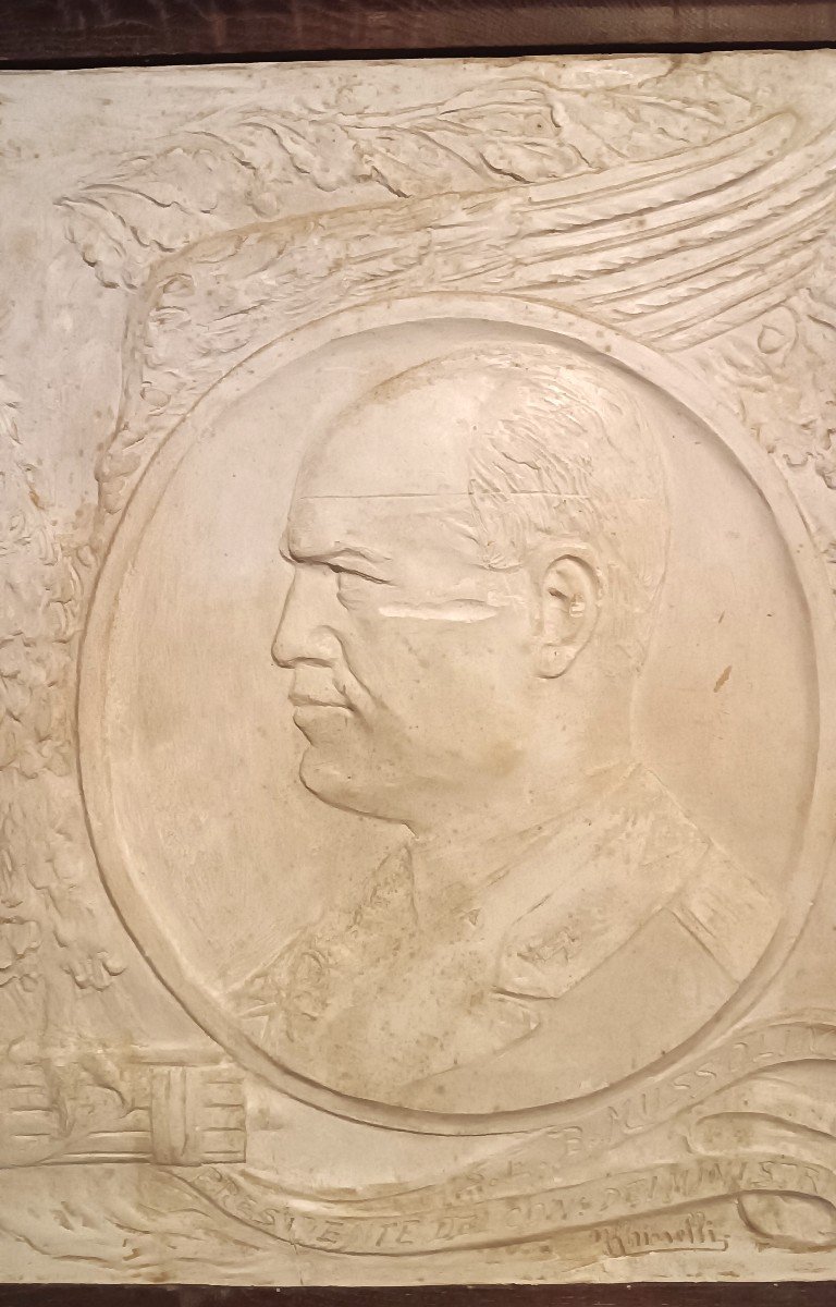 Bas-relief Plaque Commemorative Cast Vittorio Emanuele Mussolini - Marinelli 1920s/30s-photo-2