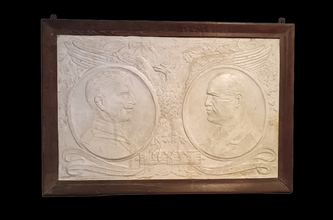 Bas-relief Plaque Commemorative Cast Vittorio Emanuele Mussolini - Marinelli 1920s/30s