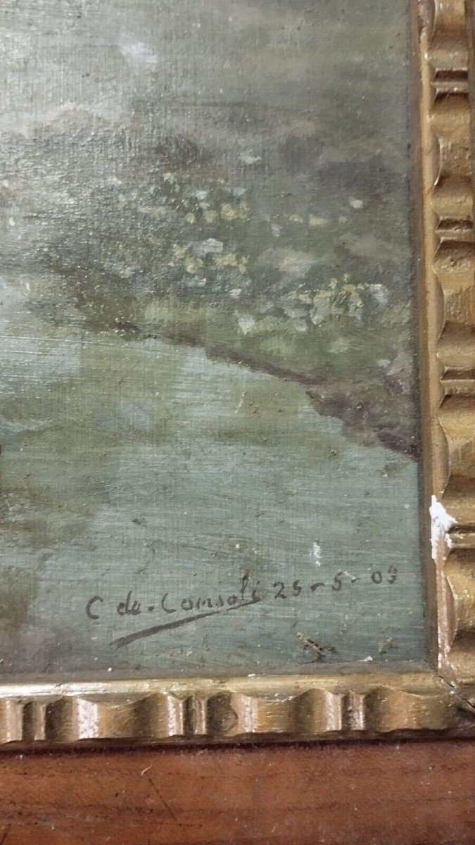 Painting Early 1900s Oil On Cardboard Italy C.de Consoli-photo-4