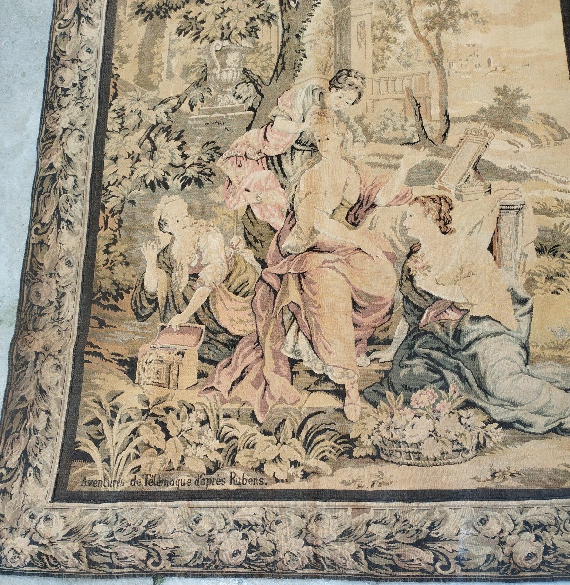Large Antique French Tapestry From The Early 1900s,-photo-2