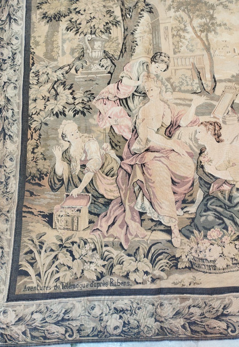 Large Antique French Tapestry From The Early 1900s,-photo-3