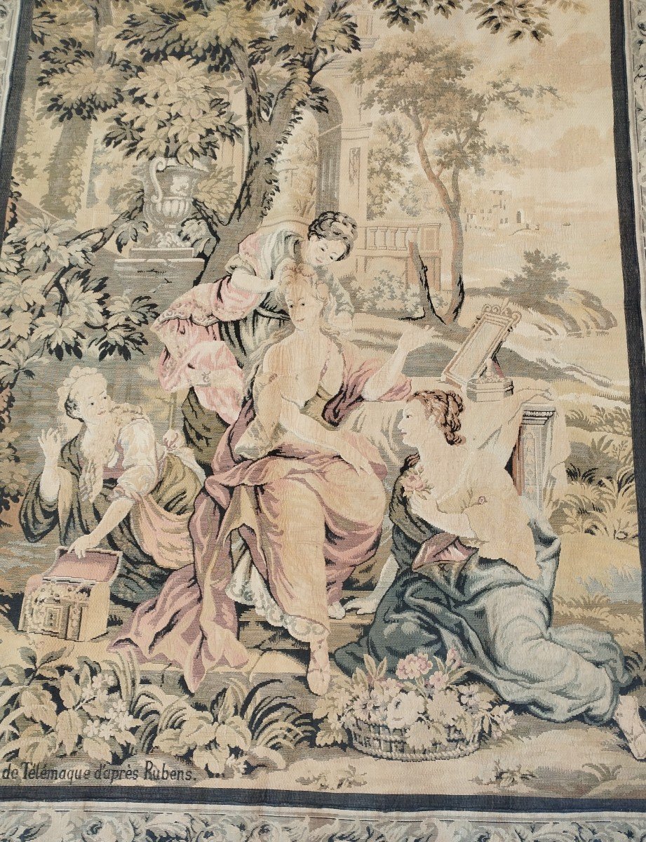 Large Antique French Tapestry From The Early 1900s,-photo-6