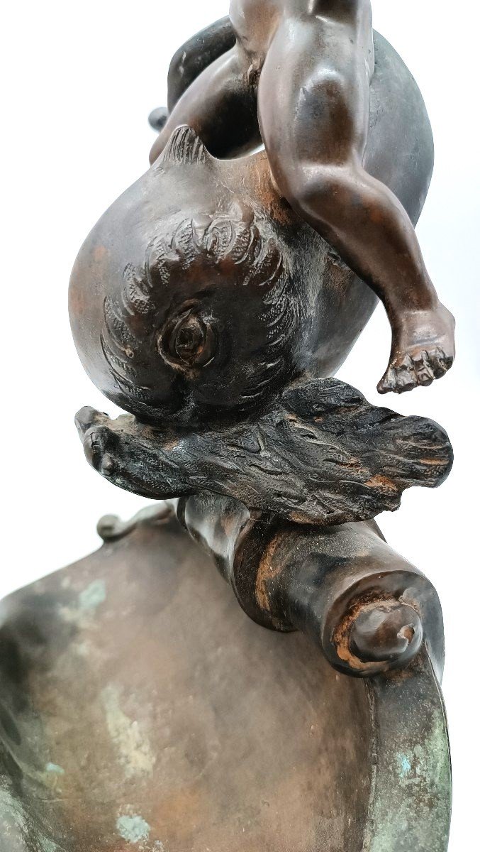 Ancient Bronze Sculpture "newt Child" Signed Vincenzo Cinque, Late 19th Century-photo-5