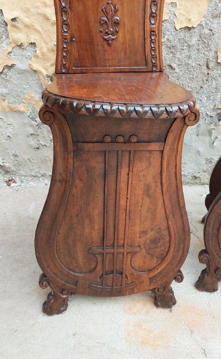 Pair Of Ornamental Chairs Florence End Of 19th Century Carved Wood-photo-2