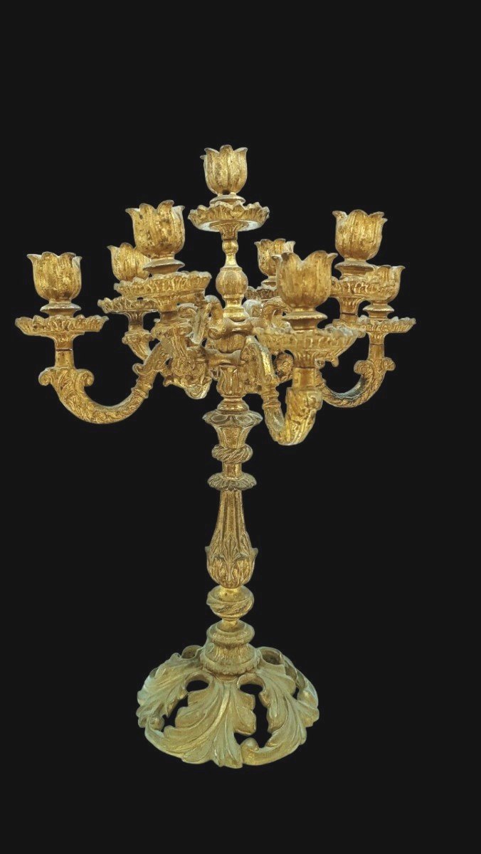 Old Gilded Bronze Candlesticks-photo-2