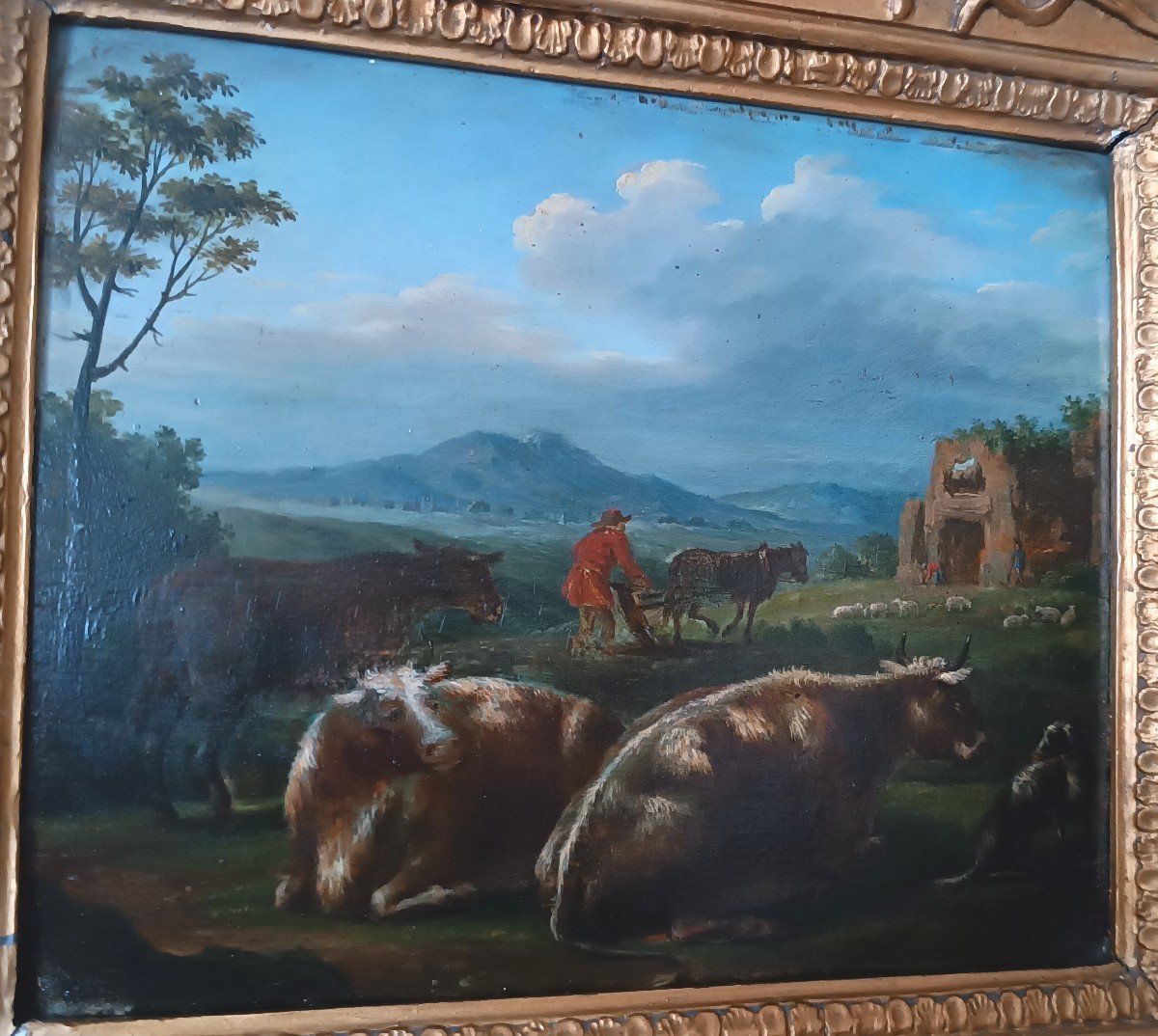 Painting On Panel Of Bucolic Landscape-photo-2