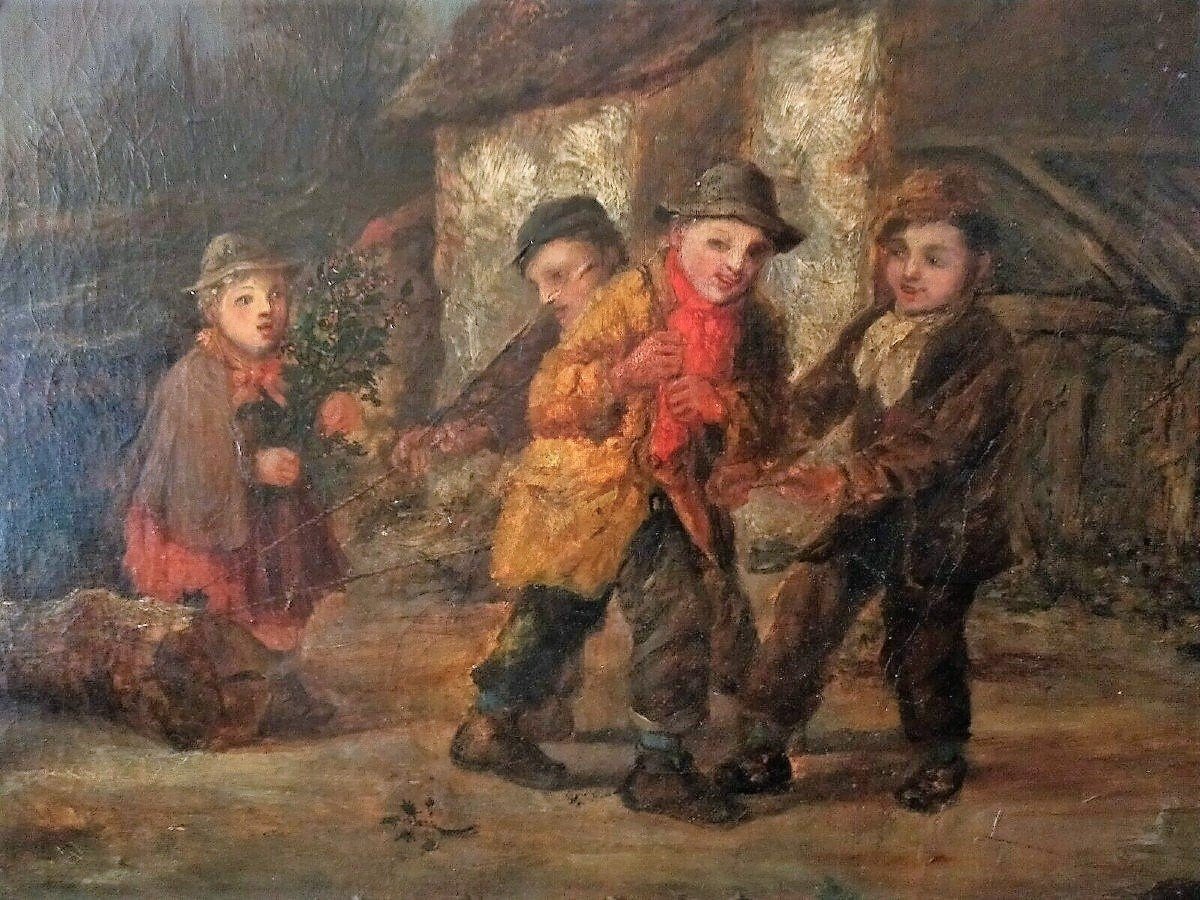 Peinture A l'Huile Sur Toile Scene Campagne Ecole Anglaise 19eme Siecle  100x80-photo-3