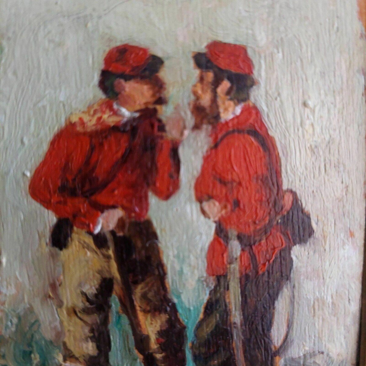 Oil Painting On Panel Depicting Garibaldi Soldiers From The Early 1900s-photo-1