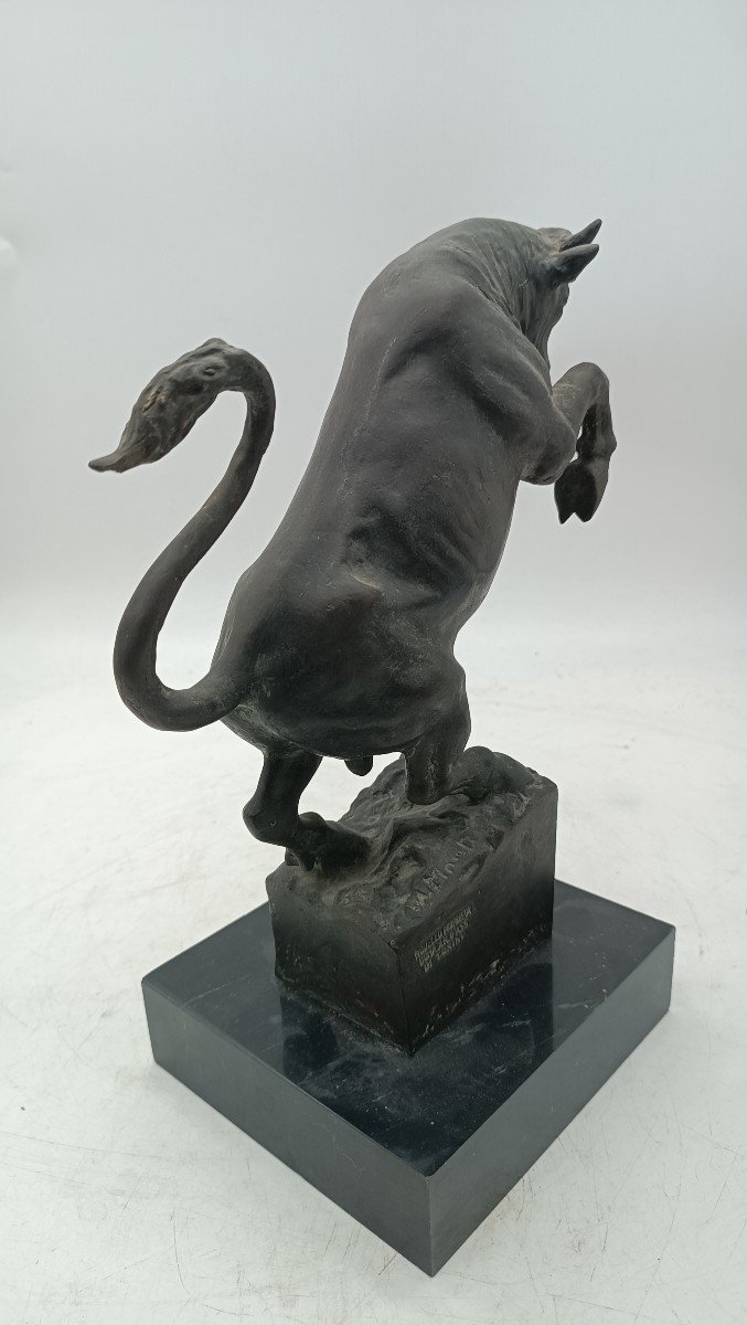 Sculpture En Bronze Représentant Taureau -michelangelo Monti, Années 1930-photo-2