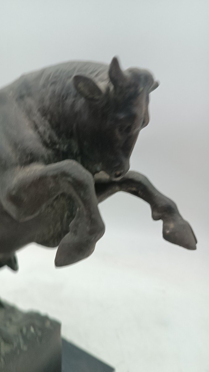Sculpture En Bronze Représentant Taureau -michelangelo Monti, Années 1930-photo-3