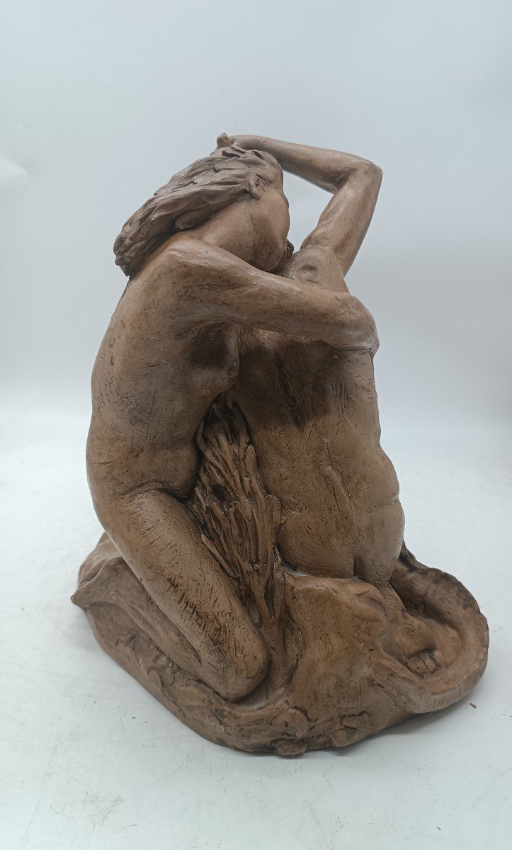 Terracotta Sculpture First Half Of The 20th Century Mythological Scene-photo-3