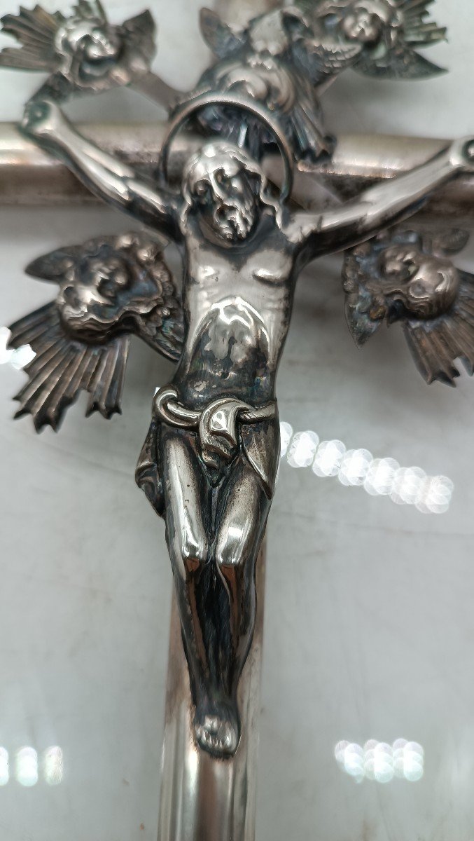 Christ With Cross - Silver 19th Century Italy-photo-4