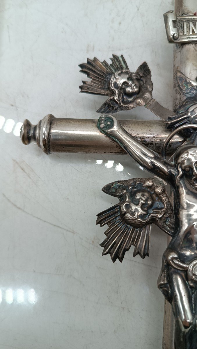 Christ With Cross - Silver 19th Century Italy-photo-2
