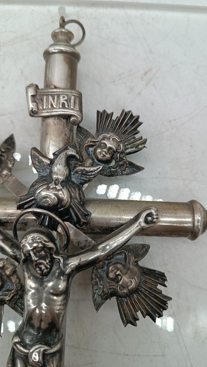 Christ With Cross - Silver 19th Century Italy-photo-3