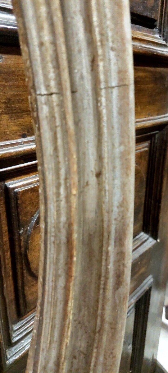 Original Antique 18th Century Silver Shaped Wooden Frame-photo-4