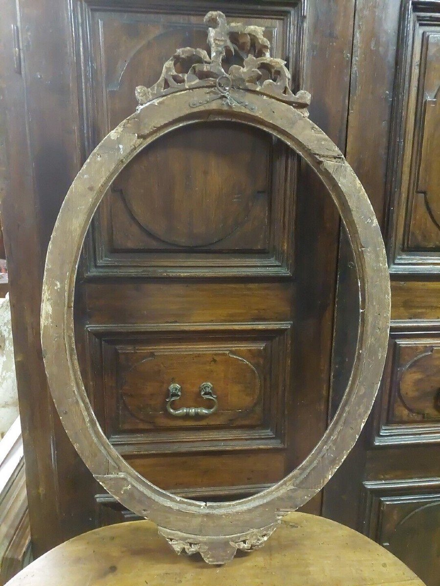 Original Antique 18th Century Silver Shaped Wooden Frame-photo-5
