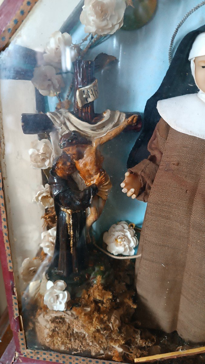 Cabinet Avec Saint Et Christ En Cire XIXème Siècle-photo-4