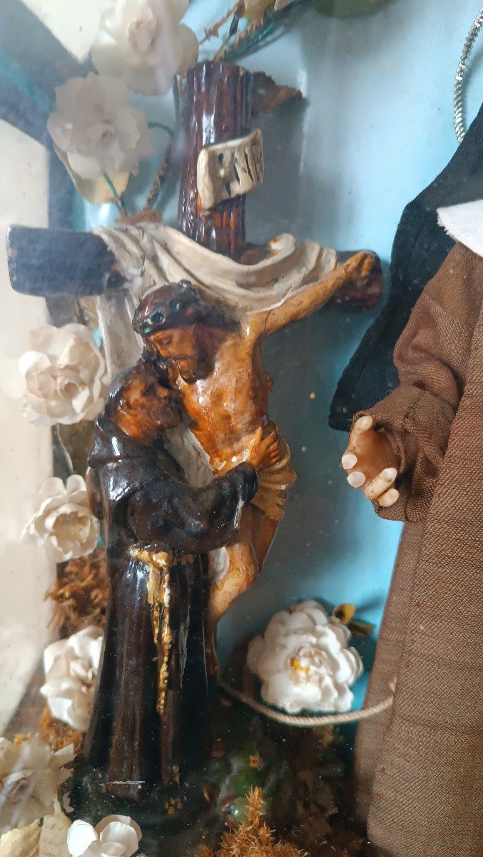 Cabinet Avec Saint Et Christ En Cire XIXème Siècle-photo-5