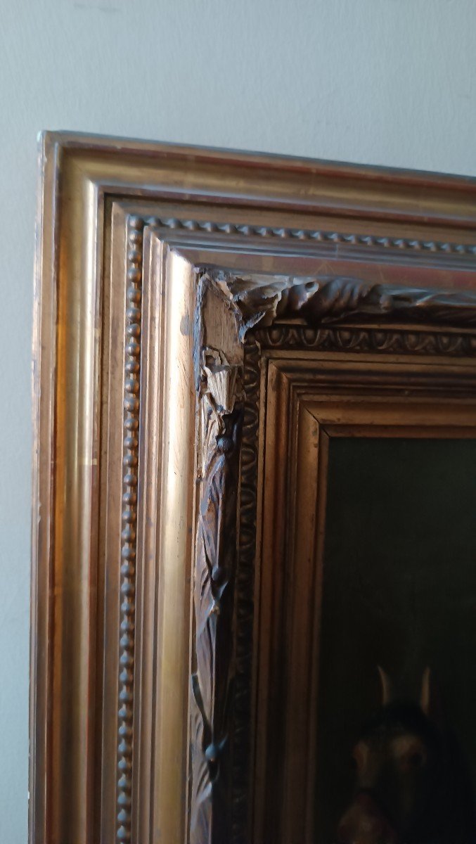 Peinture à l'Huile Sur Toile Portrait Milieu 19ème Siècle - Ecole Allemande-photo-4