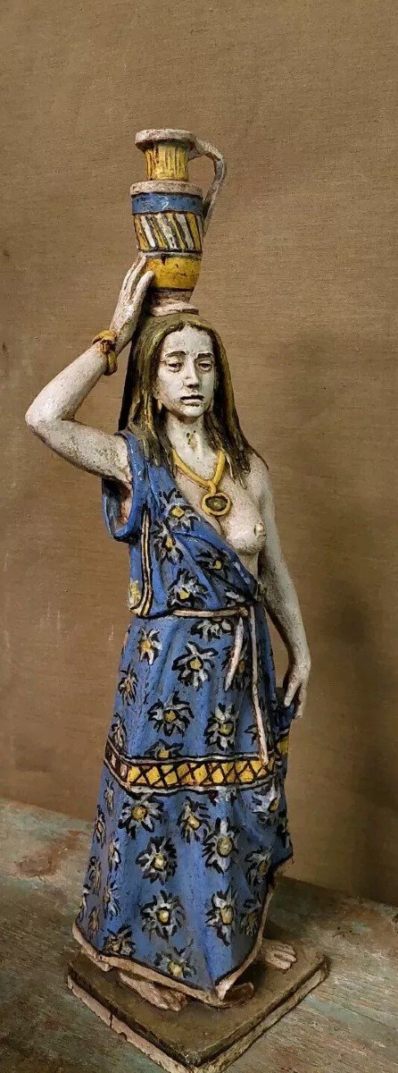 Large Odalisque Sculpture In Glazed Terracotta By Roberto Pucci, Florence, 1960s