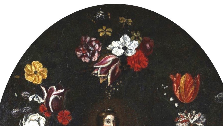 Oil Painting On Canvas, Italian School, Madonna With Child On A Garland Of Flowers - 17th Centu-photo-4