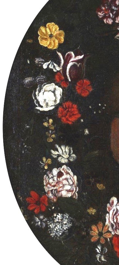 Oil Painting On Canvas, Italian School, Madonna With Child On A Garland Of Flowers - 17th Centu-photo-2
