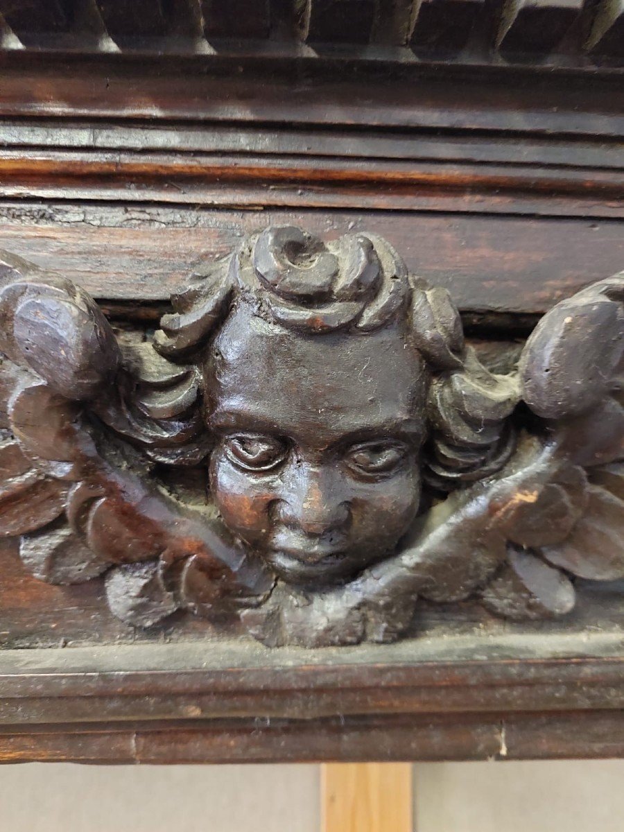 Grande Cheminée, Cadre Sculpté De Style Renaissance, Italie 17ème Siècle-photo-2