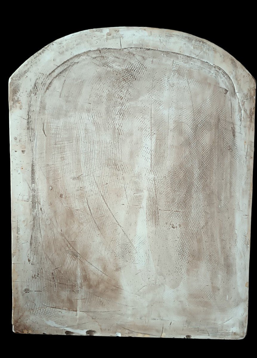Grand Plaque En Stuc Bas-relief En Carrelage Madone Avec Le Christ-photo-5