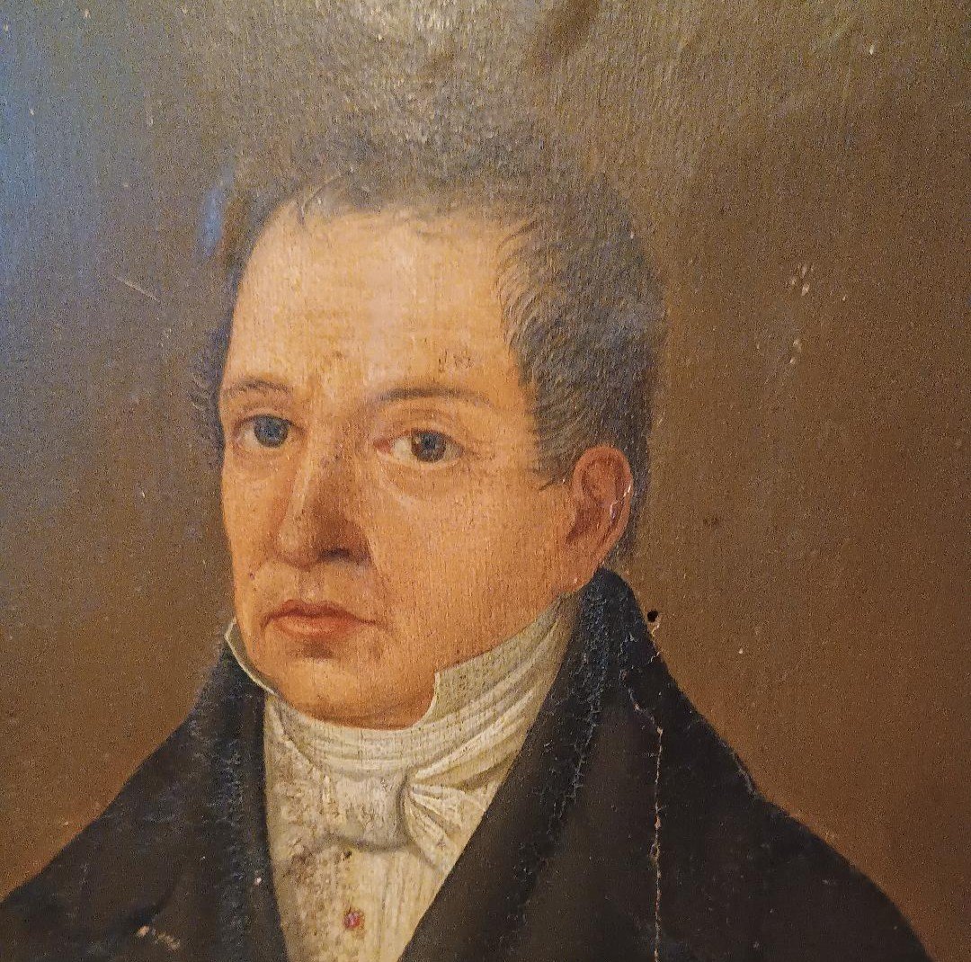 Tableau Ancien Début 19ème Siècle Huile Sur Papier Portrait-photo-1