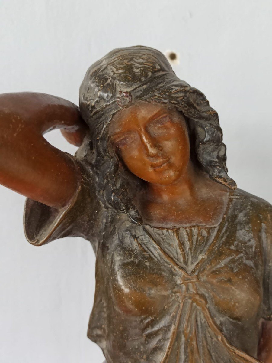 Grande Sculpture En Terre Cuite Du Début Des Années 1900  Odalisque  - enrico lazar-photo-5