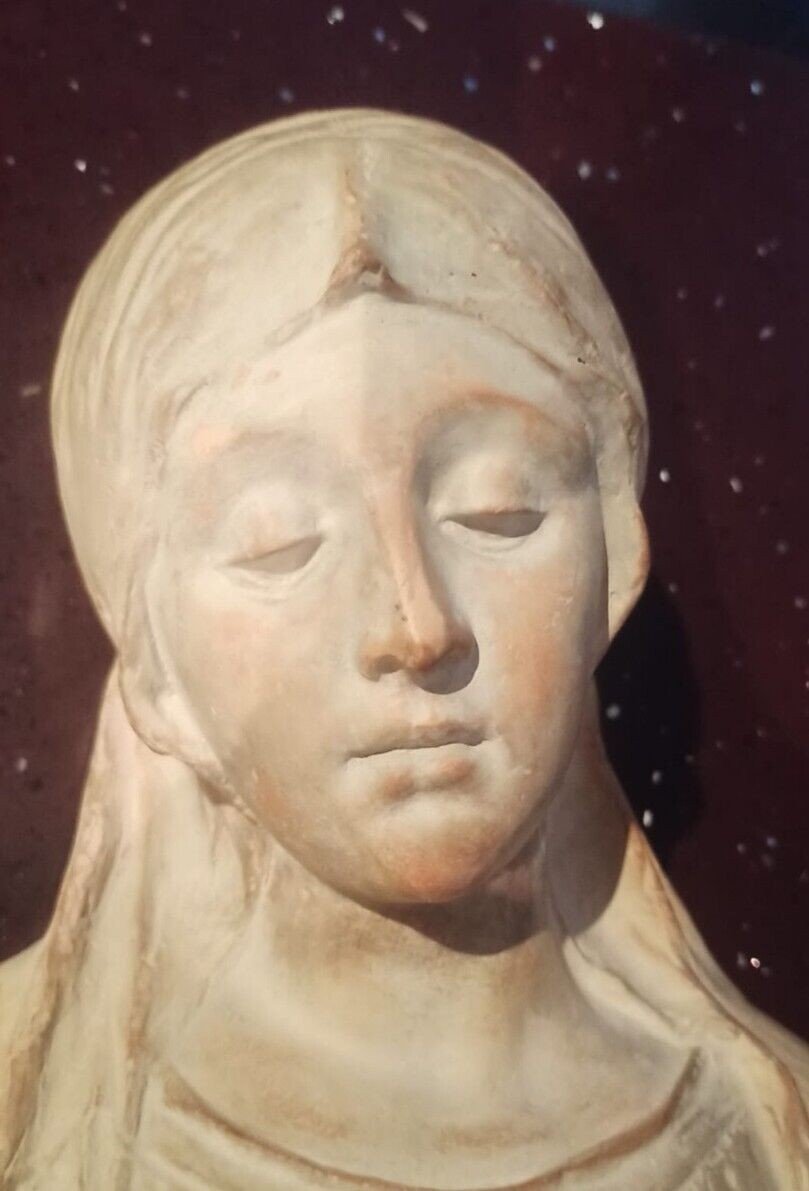 Terracotta Sculpture Bust Virgin Mary Signed A.neri Beginning -photo-2