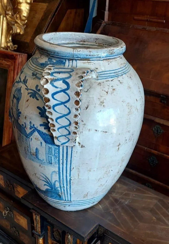 Large Antique 19th Century Majolica Jar Naples-photo-1