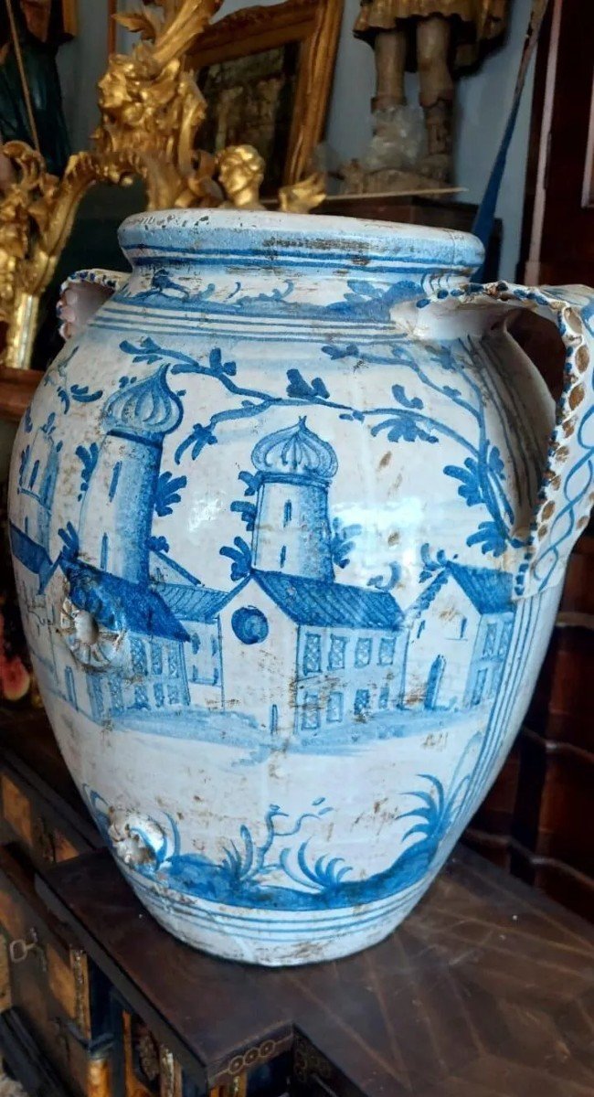Large Antique 19th Century Majolica Jar Naples-photo-2