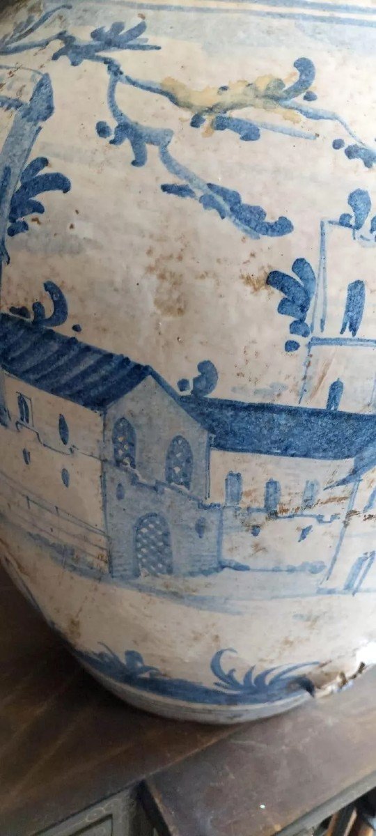 Large Antique 19th Century Majolica Jar Naples-photo-4