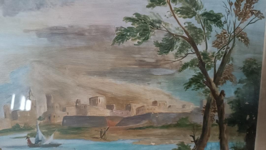 Aquarelle Antique école Italienne Du 18ème Siècle-photo-2