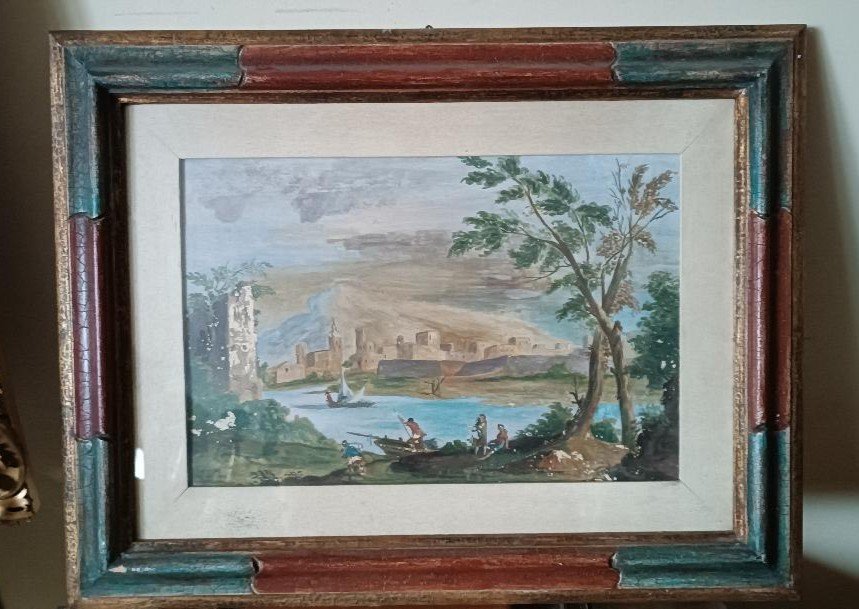 Aquarelle Antique école Italienne Du 18ème Siècle