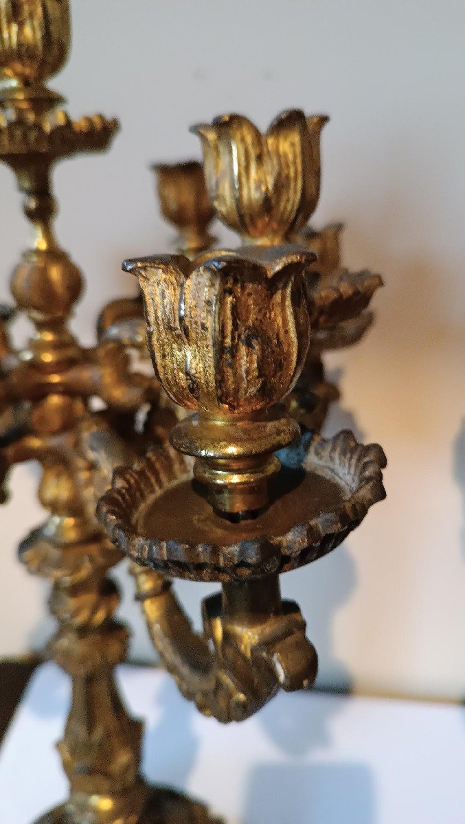 Large Pair Of 19th Century Gilt Bronze Candlesticks-photo-6