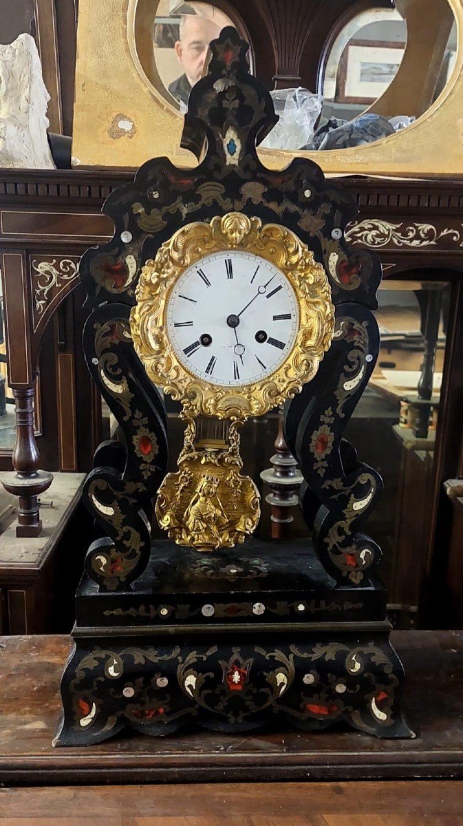 Important Napoleon III Temple Clock Inlaid Gilt Bronze 19th Century-photo-3