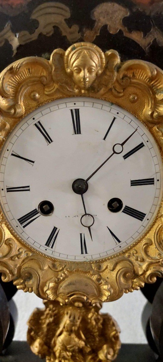 Important Napoleon III Temple Clock Inlaid Gilt Bronze 19th Century-photo-1