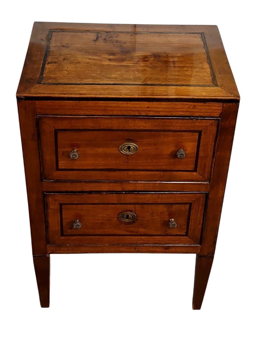 Antique Table De Chevet Directoire Luigi XVI Cerisier XVIII Siecle