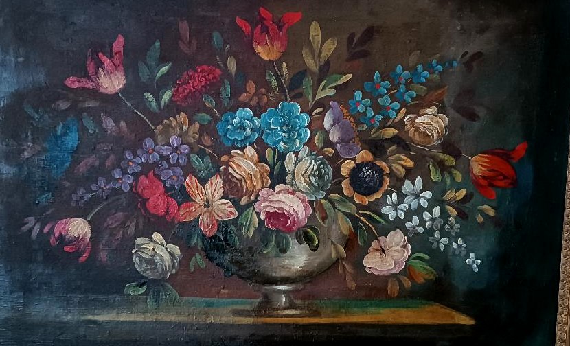 tableau ancien - vase aux fleurs nature morte début 19ème école française-photo-3