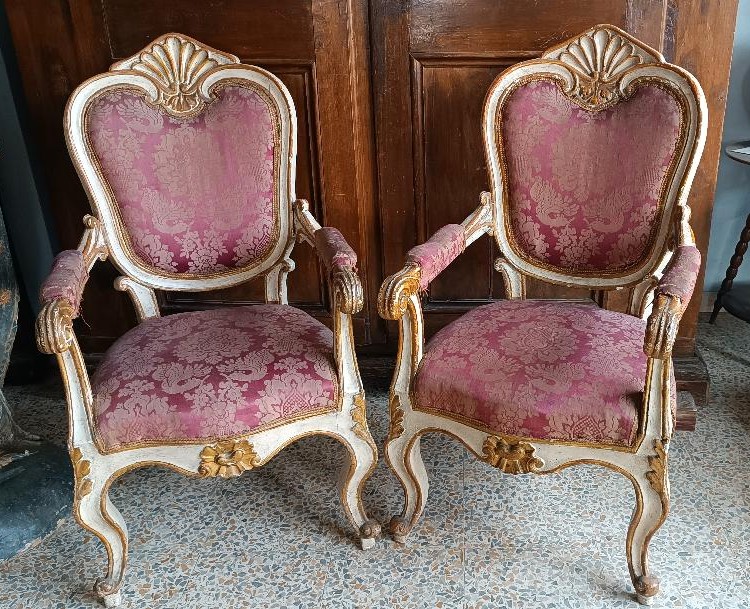 Paire De Fauteuils Laqués XVIIIème-photo-2