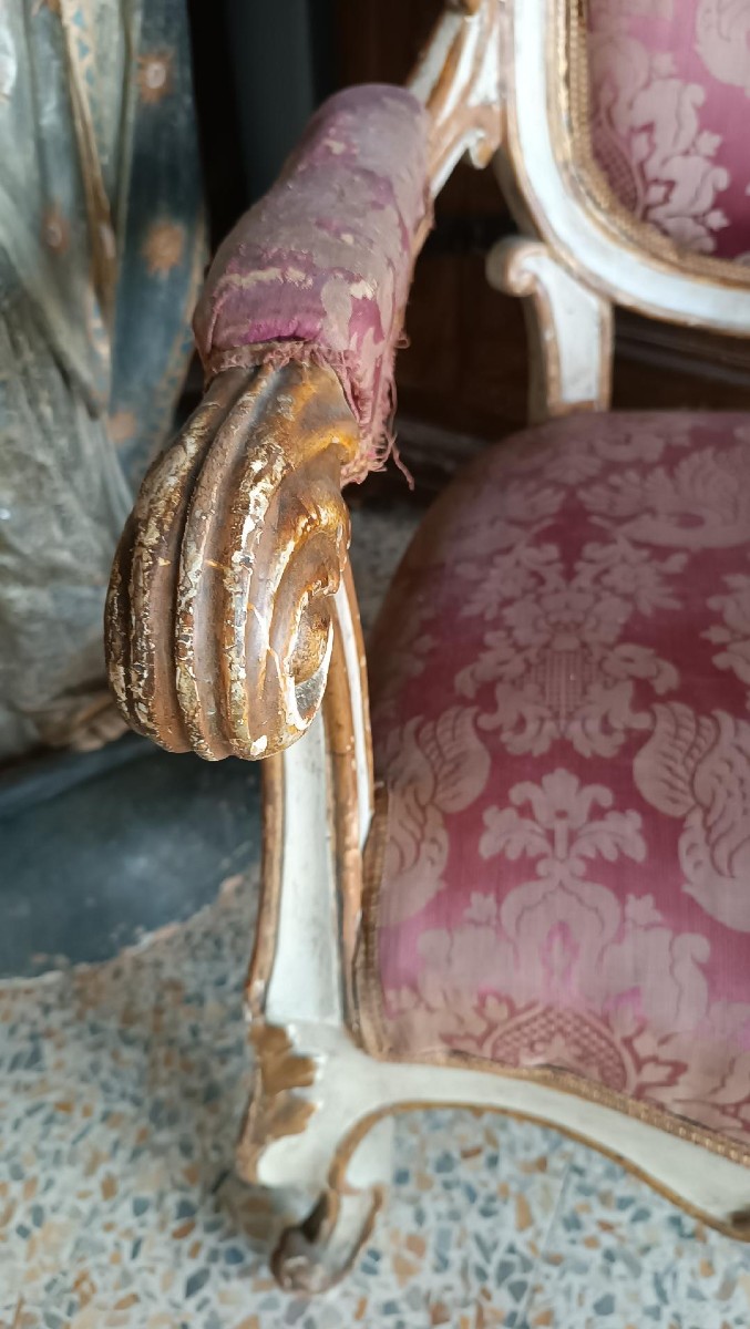 Paire De Fauteuils Laqués XVIIIème-photo-7